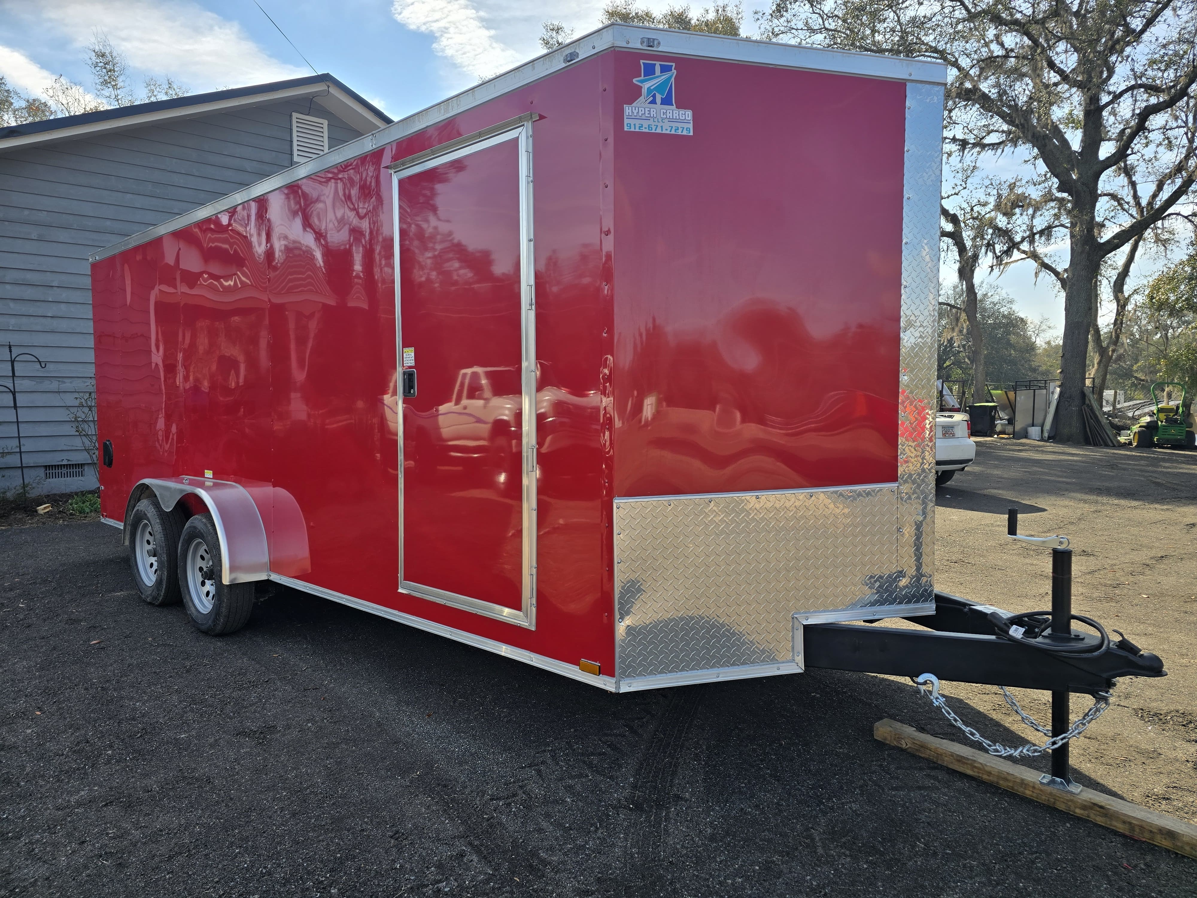 7x18 TA Red Enclosed Trailer